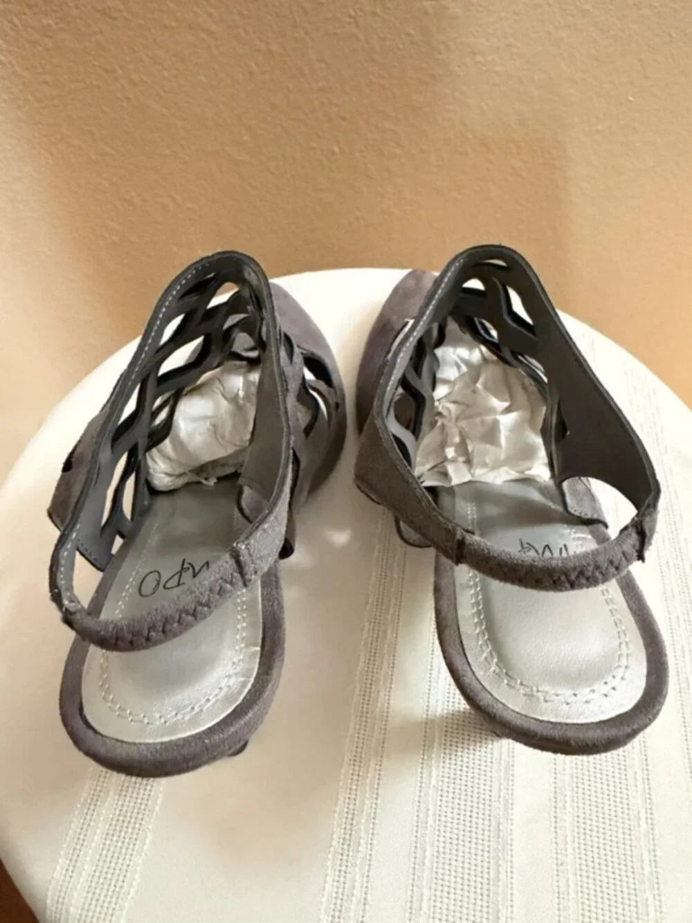 Impo pointed cage sling back heels